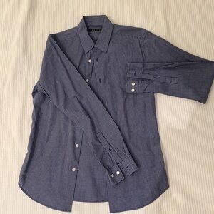 Theory Men's Button Down Dress Shirt - Blue and white check pattern - S